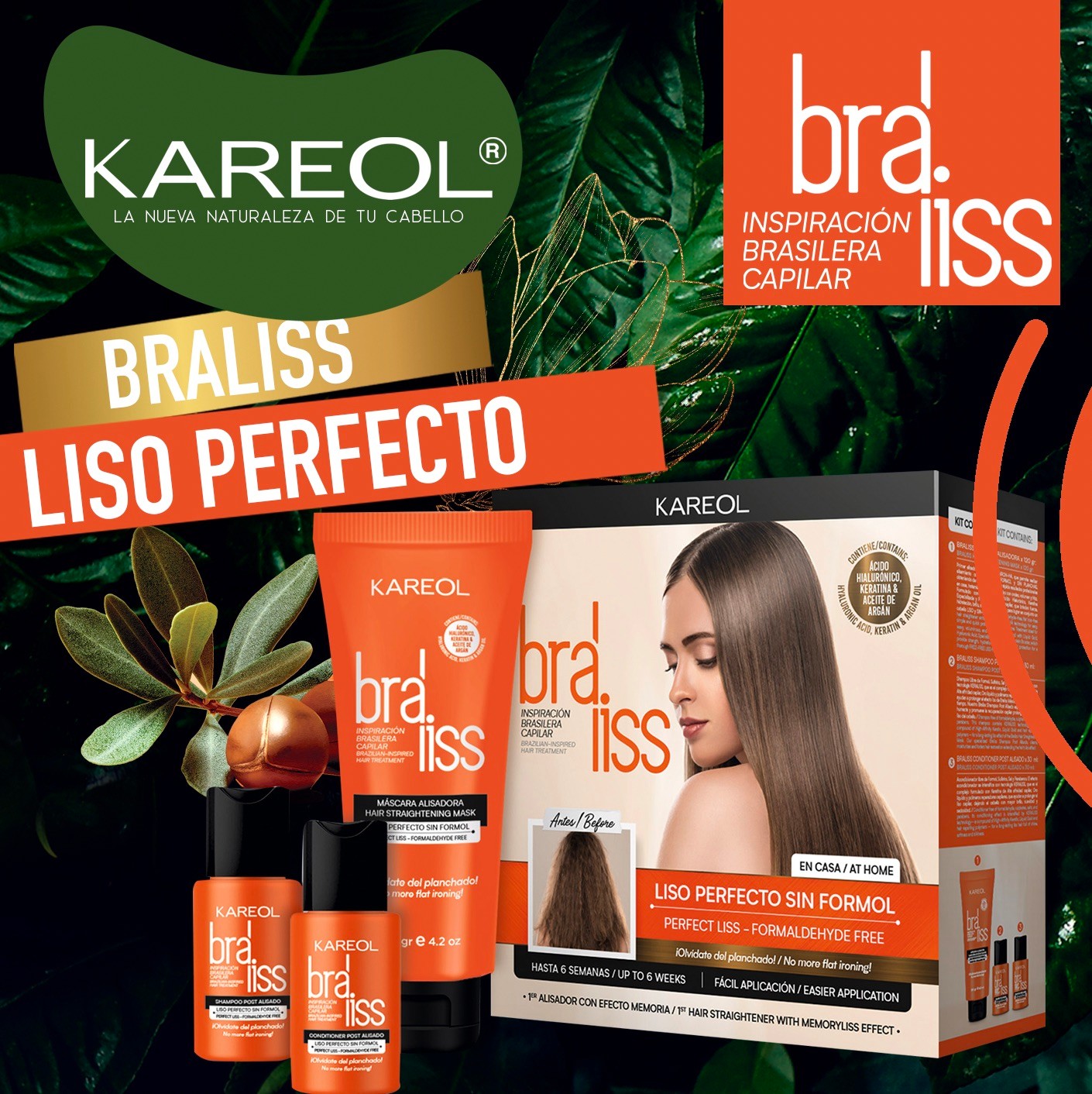 Kareol Bra-Liss Kit Laceador 4oz – Alisado Sin Formol para Cabello con Frizz