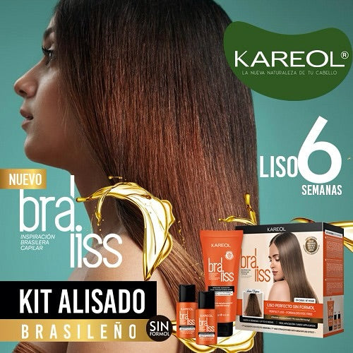 Kareol Bra-Liss Kit Laceador 4oz – Alisado Sin Formol para Cabello con Frizz