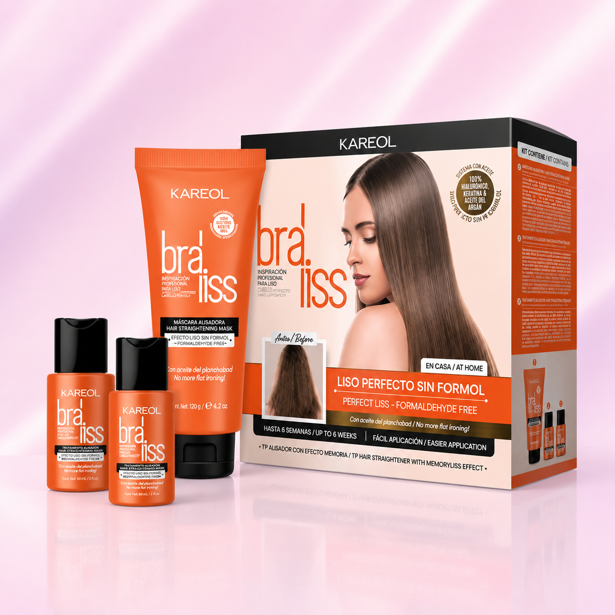Kareol Bra-Liss Kit Laceador 4oz – Alisado Sin Formol para Cabello con Frizz