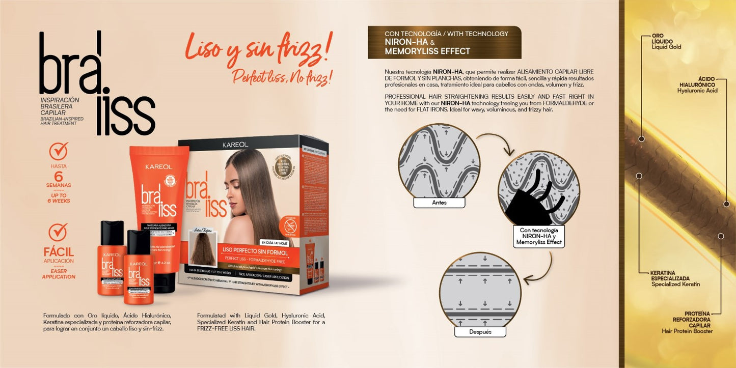KAREOL BRALISS SHAMPOO + ACONDICIONADOR POST ALISADO 10.1OZ + KIT LACEADOR 2OZ KIT 3PZ