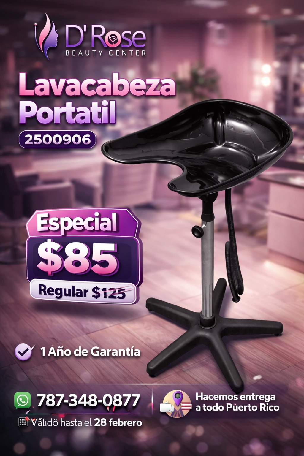 Lavacabeza Portátil Ajustable Beauty Style 2500906 Profesional