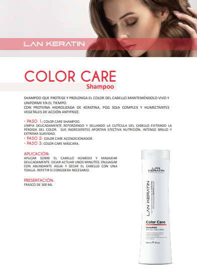 LAN KERATIN Color Care Kit 3 Piezas Sin Sal – Shampoo, Acondicionador y Mascarilla