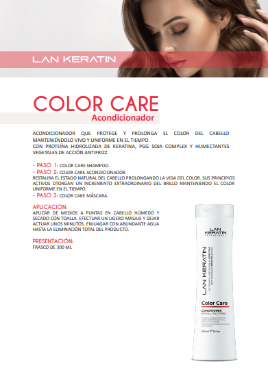 LAN KERATIN Color Care Kit 3 Piezas Sin Sal – Shampoo, Acondicionador y Mascarilla
