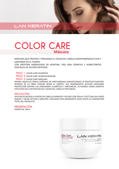 LAN KERATIN Color Care Kit 3 Piezas Sin Sal – Shampoo, Acondicionador y Mascarilla
