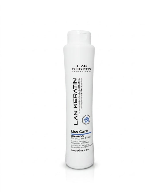 LAN KERATIN Liss Care Shampoo Sin Sal 16.9 oz – Antifrizz para Cabello Liso