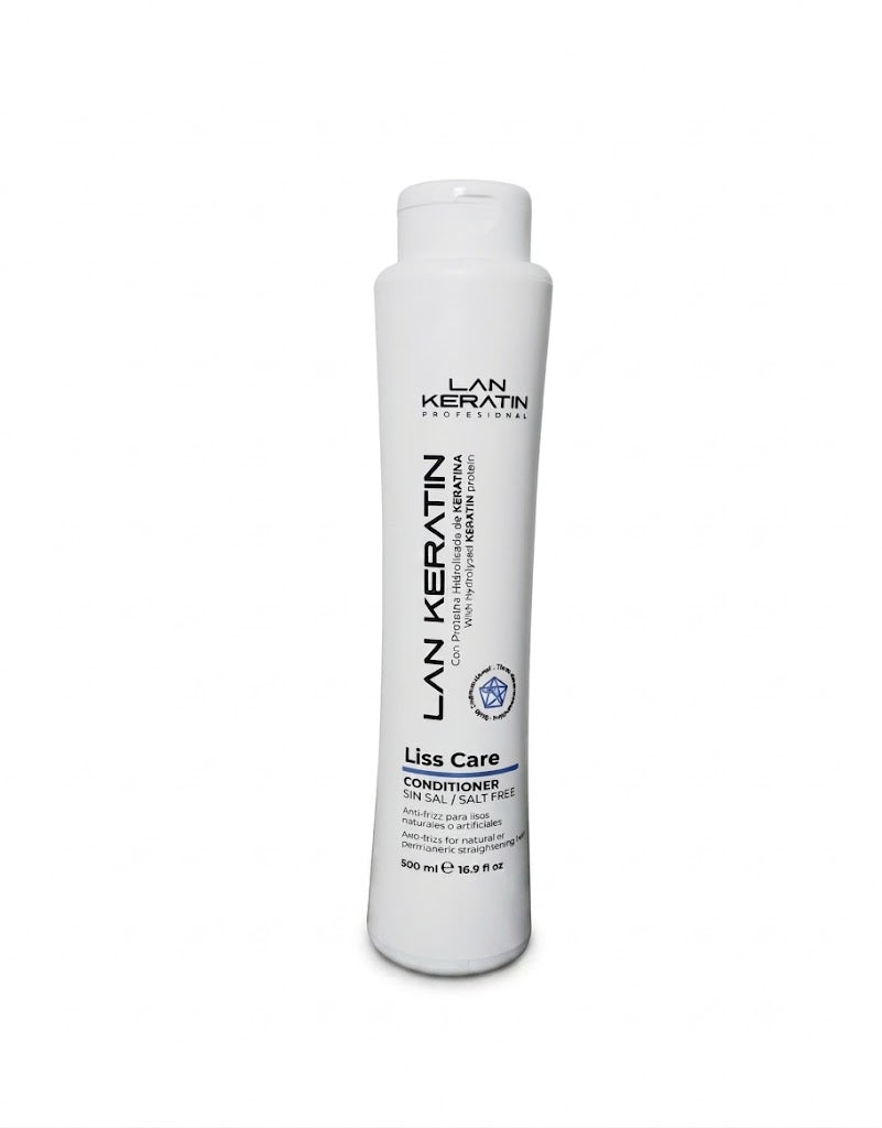 LAN KERATIN Liss Care Acondicionador Sin Sal 16.9 oz – Antifrizz para Cabello Liso