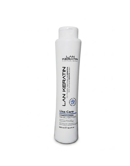 LAN KERATIN Liss Care Acondicionador Sin Sal 16.9 oz – Antifrizz para Cabello Liso