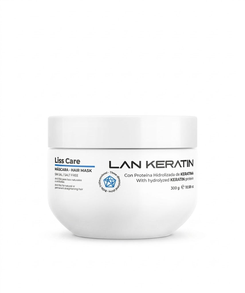 LAN KERATIN Professional Liss Care Mascarilla Sin Sal 10.58 oz – Antifrizz para Cabello Liso