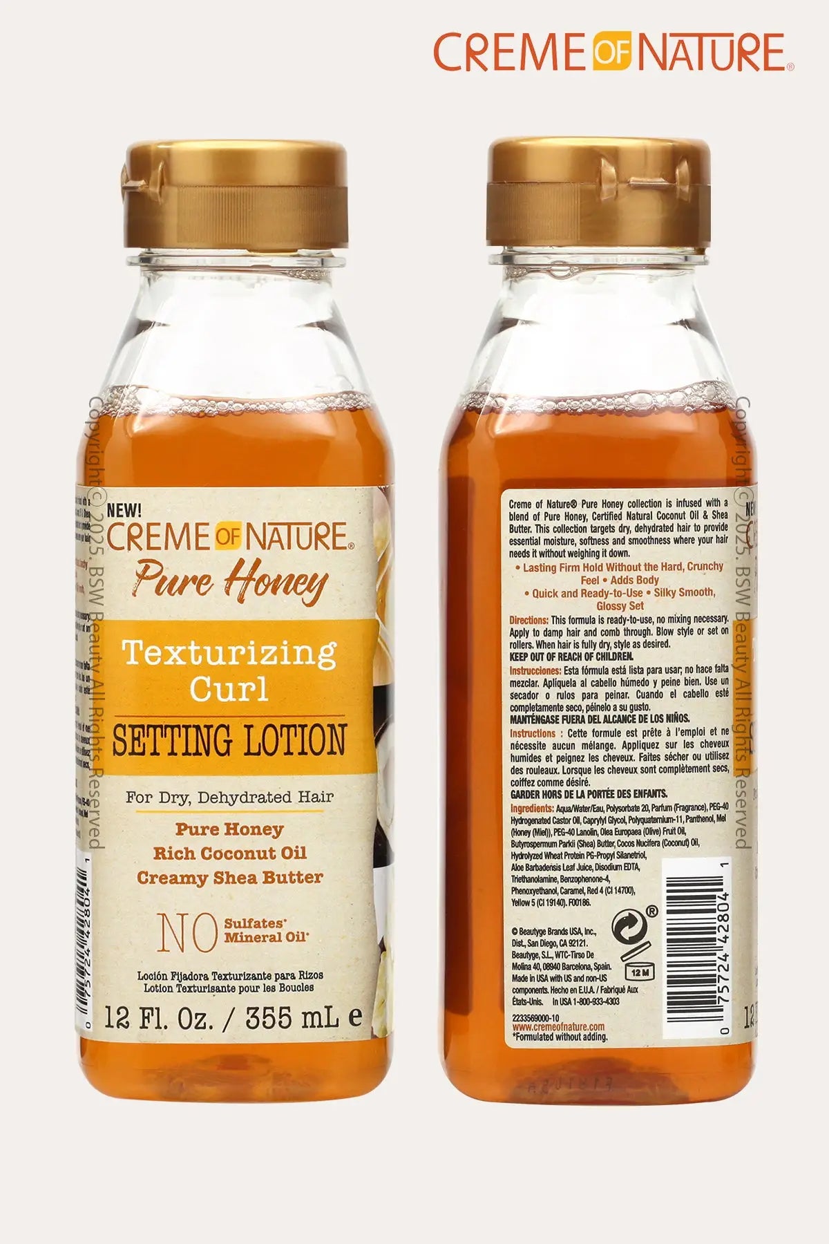 🍯✨ Creme of Nature Pure Honey Texturizing Curl Setting Lotion 12 oz – Rizos Definidos y Suaves ✨🍯