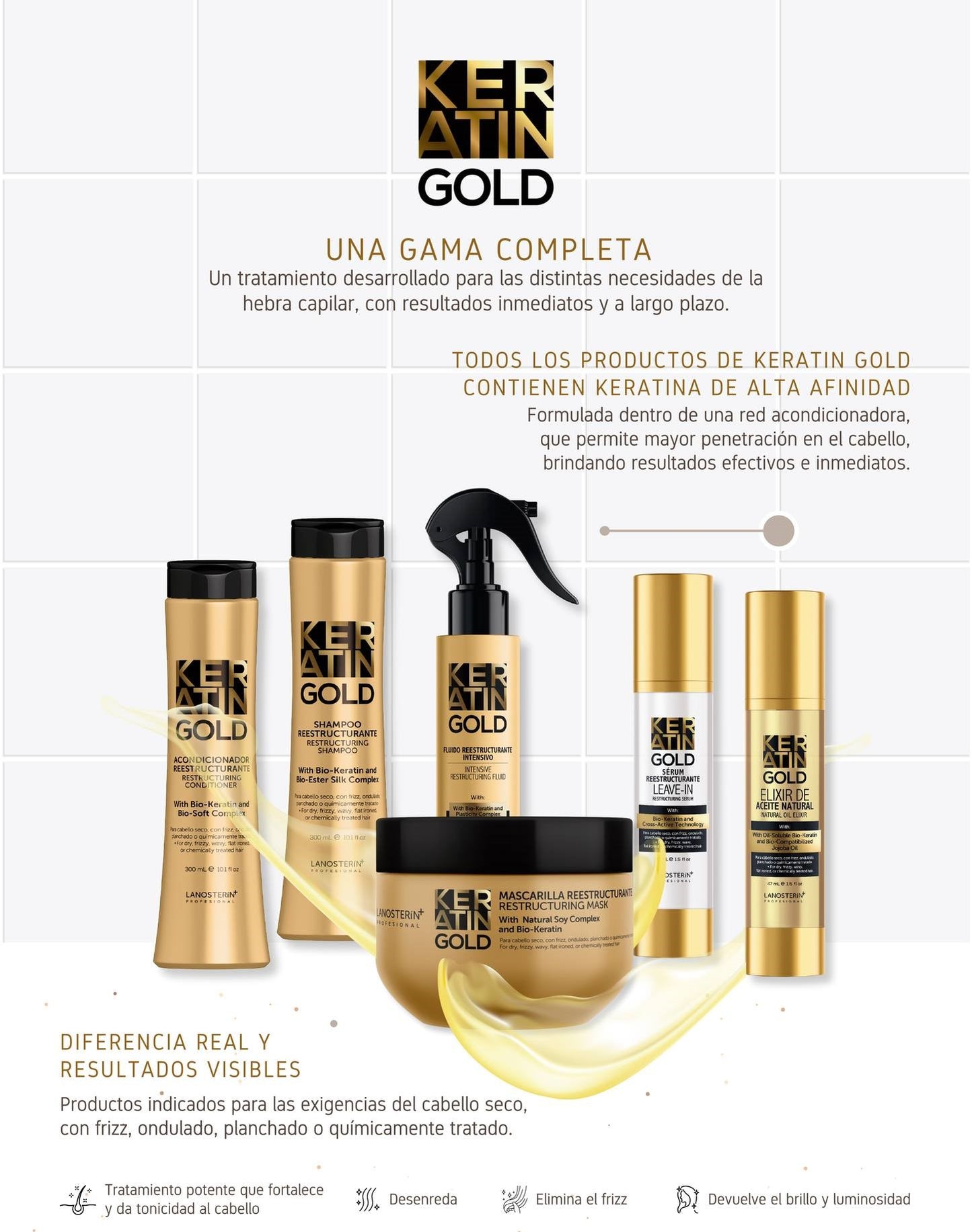 LANOSTERIN PROFESIONAL KERATIN GOLD SERUM REESTRUCTURANTE LEAVE IN 1.5OZ 23060047