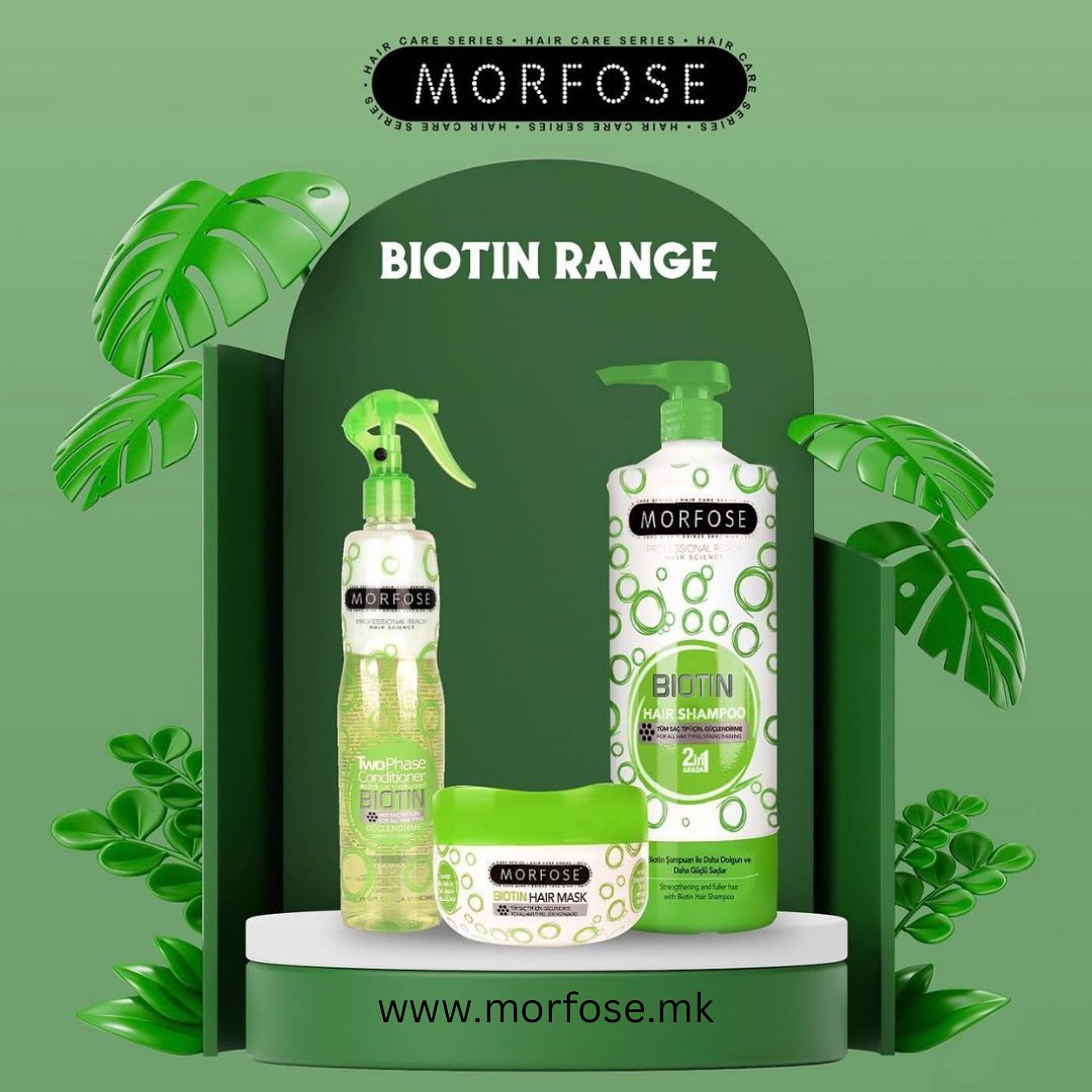 MORFOSE PROFESSIONAL BIOTIN HAIR KIT 3PC – Shampoo 500ml + Hair Mask 250ml + Two Phase Conditioner 7.4oz (MBHK3)