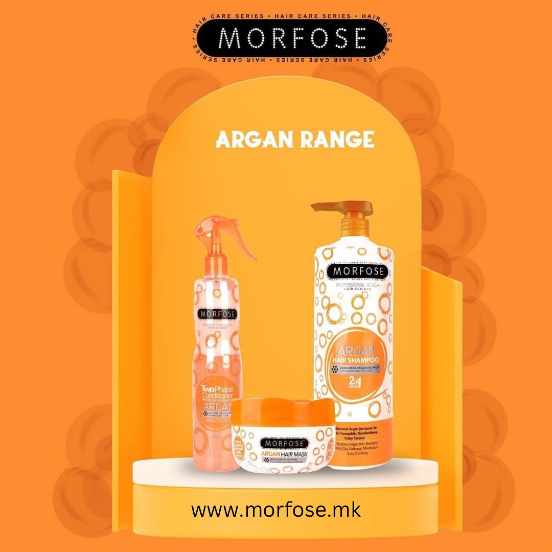 MORFOSE PROFESSIONAL ARGAN OIL HAIR KIT 3PC – Shampoo 500ml + Hair Mask 250ml + Two Phase Conditioner 7.4oz (MAK3)
