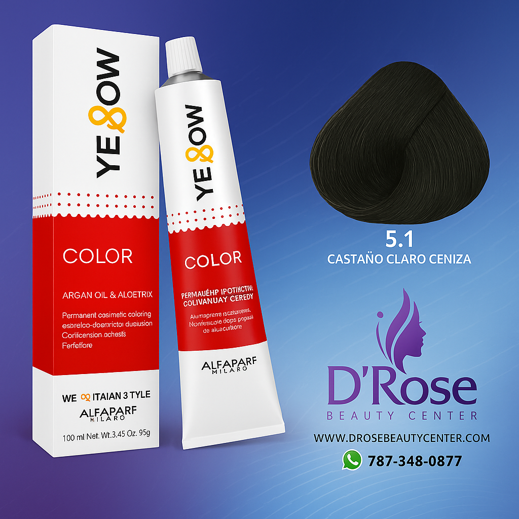 Tinte Yellow 5.1 Castaño Claro Ceniza – 100ml