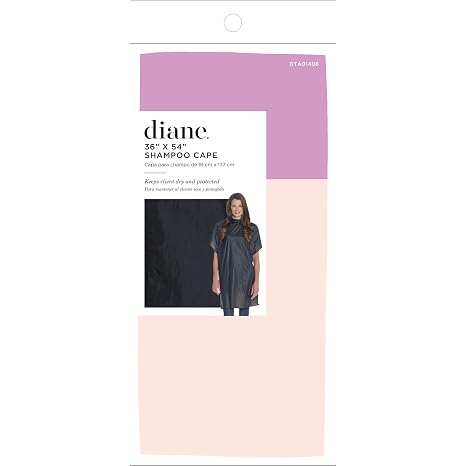 Diane Shampoo Cape 36” x 54” DTA01406 – Capa Negra Impermeable con Velcro