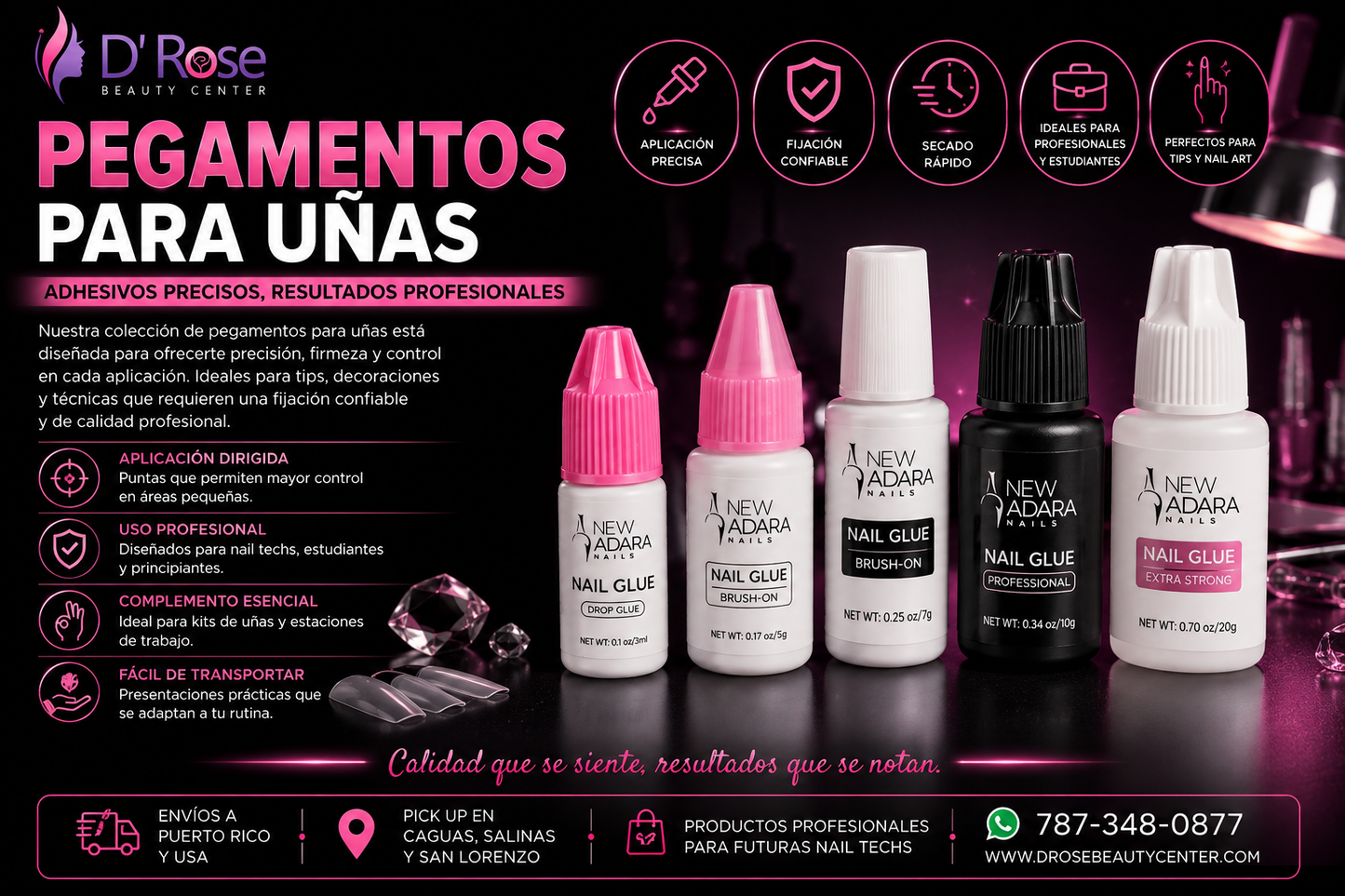 New Adara Nails Nail Glue Drop Glue 0.1 oz / 3 ml para Aplicación de Uñas