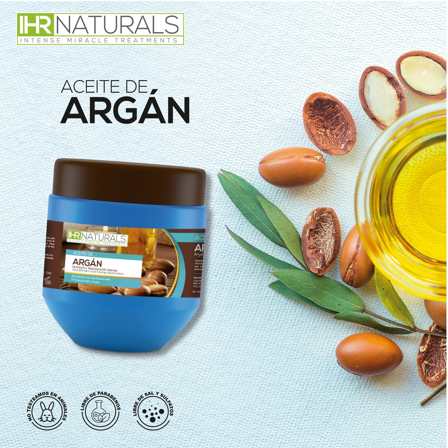 ✨🌿 Mascarilla IHR Naturals Aceite de Argán – Nutrición y Restauración Intensa 🌿✨