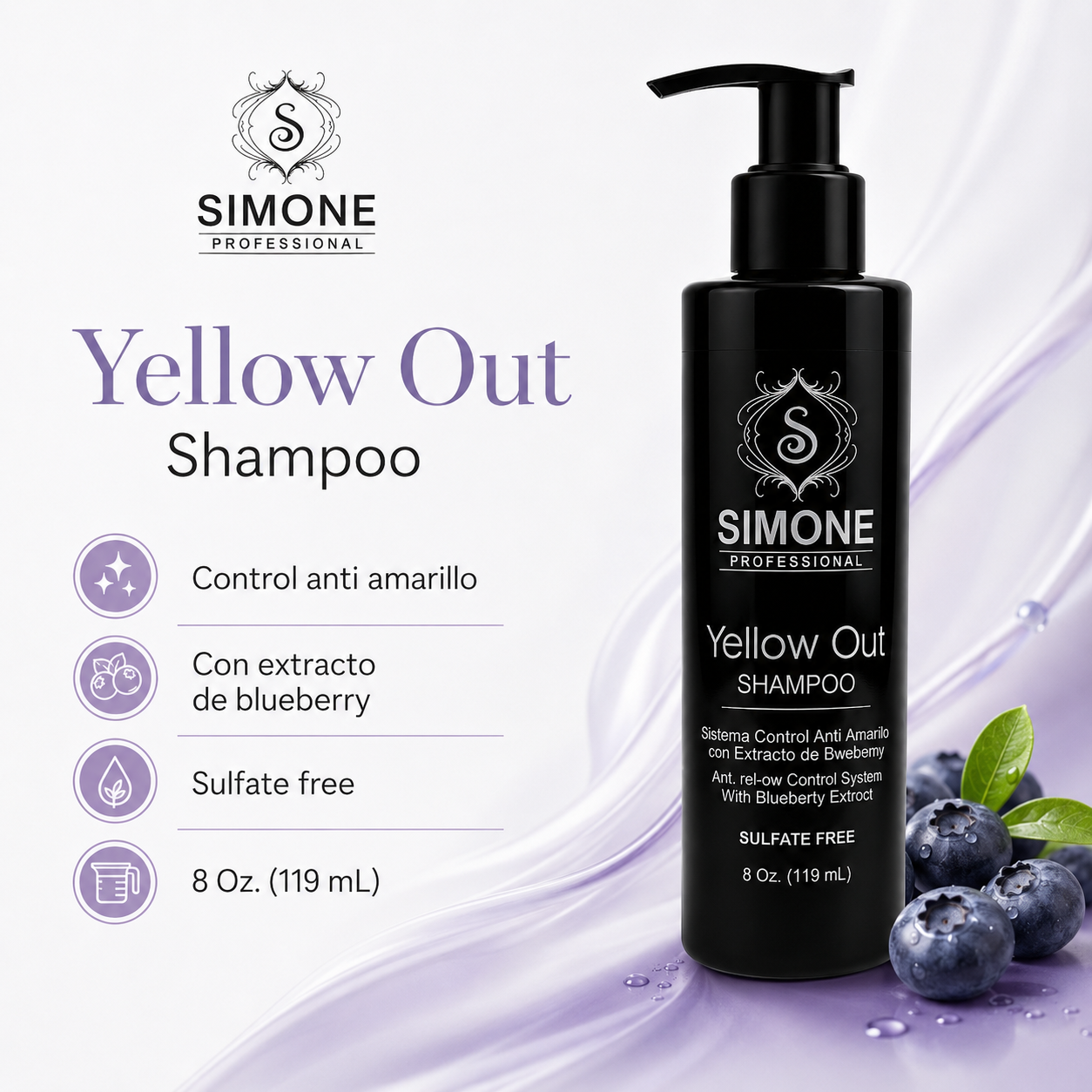 Simone Professional Yellow Out Shampoo Anti-Amarillo 8 oz | SYOSH8