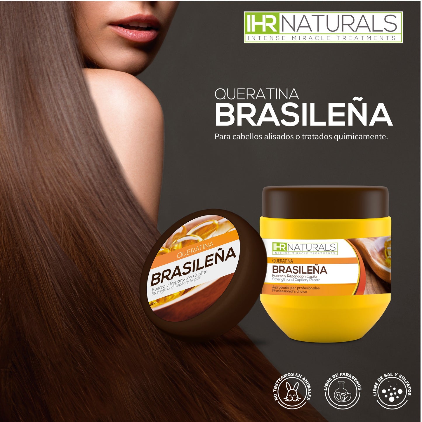 ✨🌿 Mascarilla IHR Naturals Queratina Brasileña – Fuerza y Reparación Capilar Profesional 🌿✨