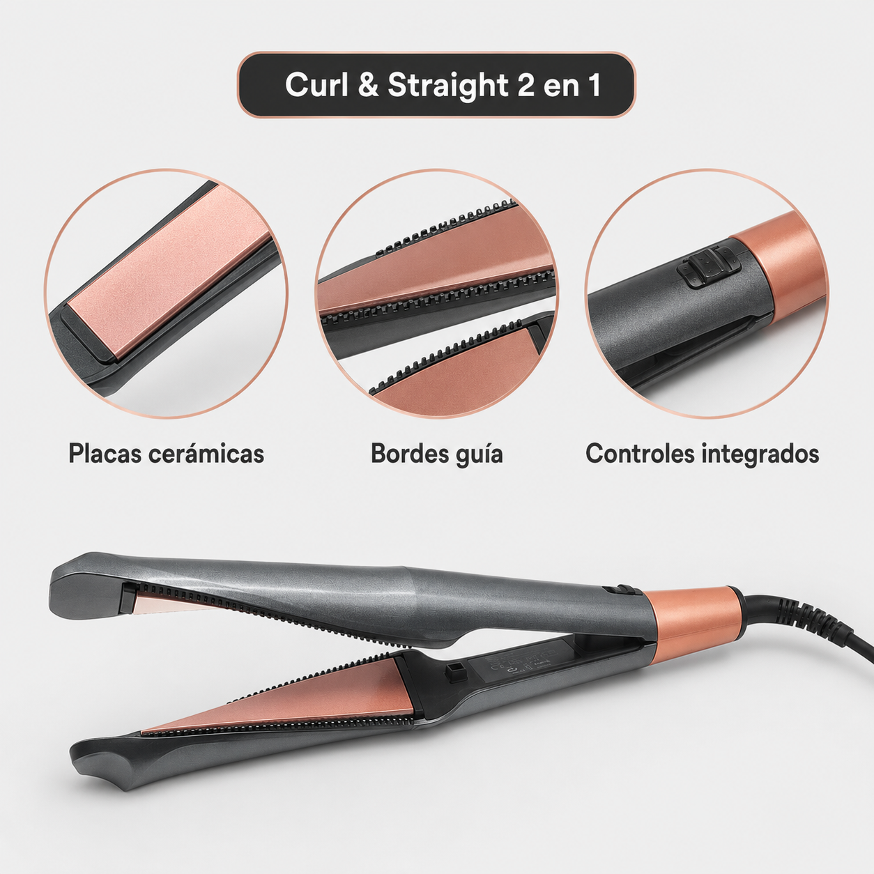 Beauty Style Curl & Straight Plancha 2 en 1 hasta 450 °F 0904100