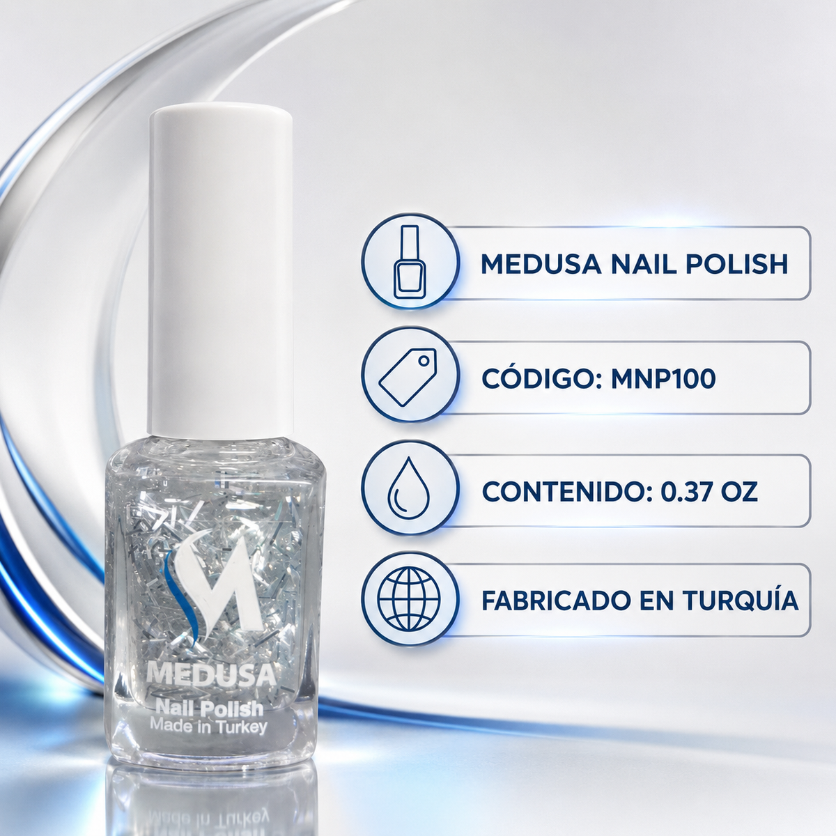 Medusa Nail Polish Esmalte Decorativo Metálico 0.37 oz MNP100