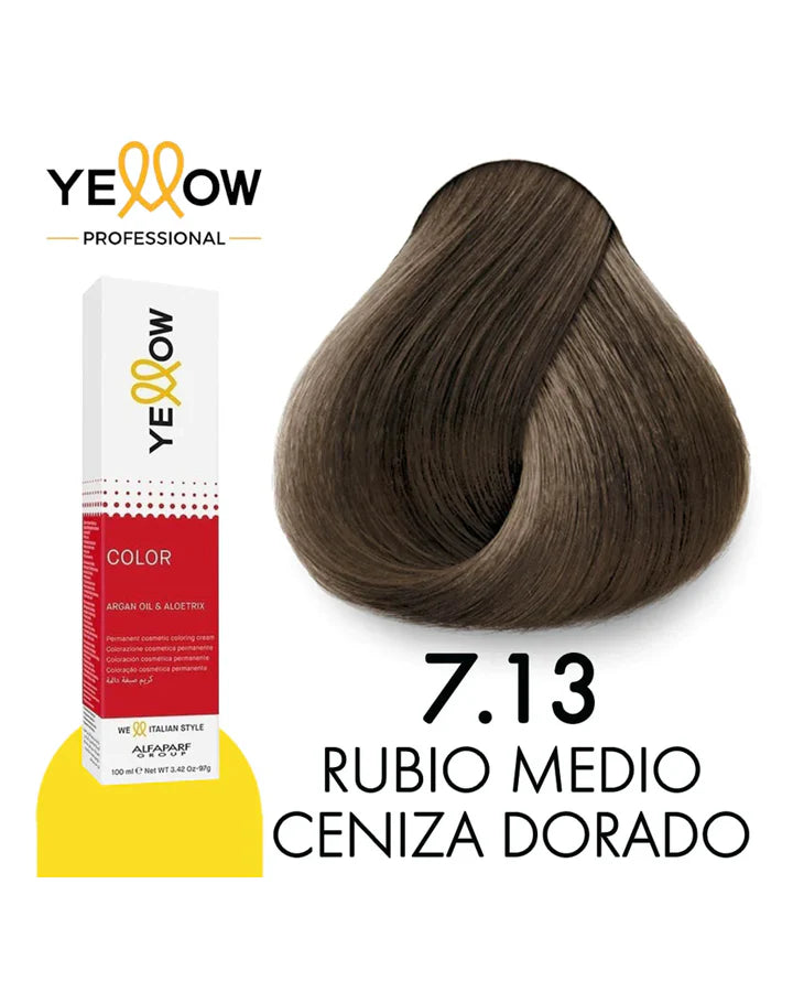 Yellow Tinte 7.13 Rubio Medio Ceniza Dorado 100ml