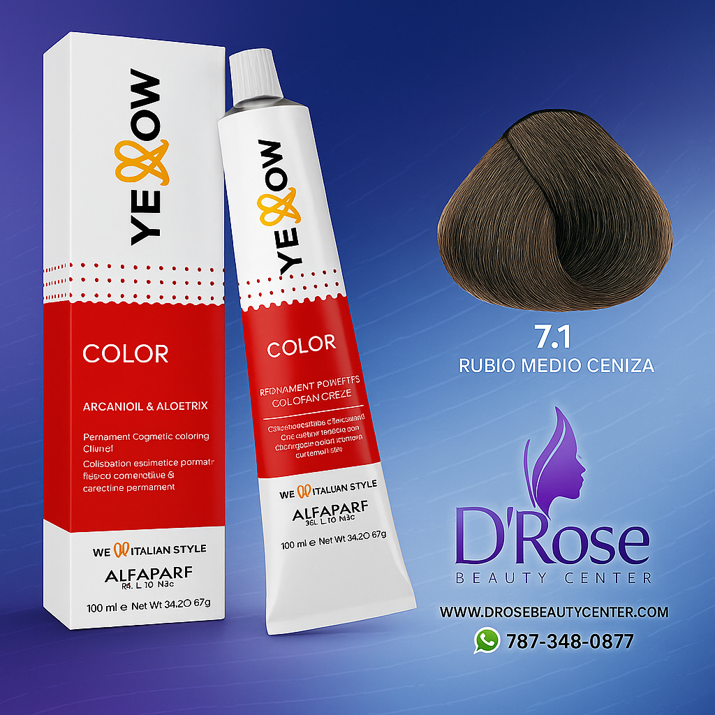 Yellow Tinte 7.1 Rubio Medio Ceniza 100ml