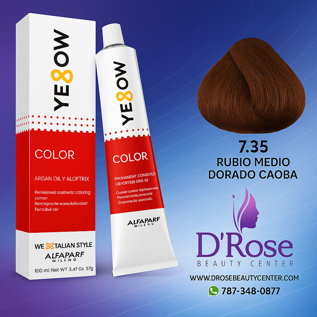 Yellow Tinte 7.35 Rubio Medio Dorado Caoba 100ml