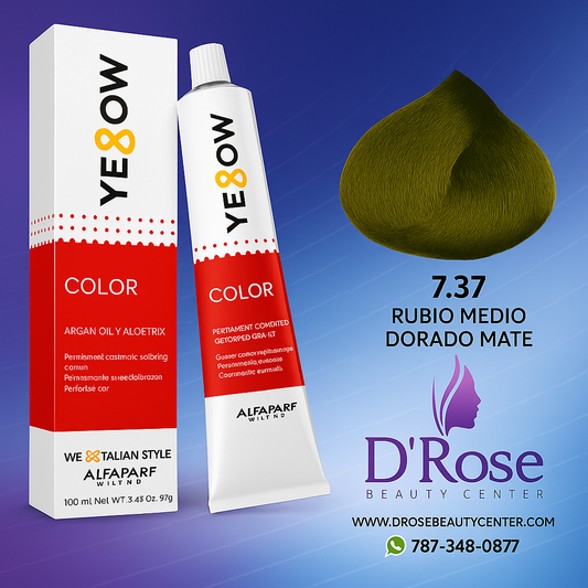 Yellow Tinte 7.37 Rubio Medio Dorado Mate 100ml