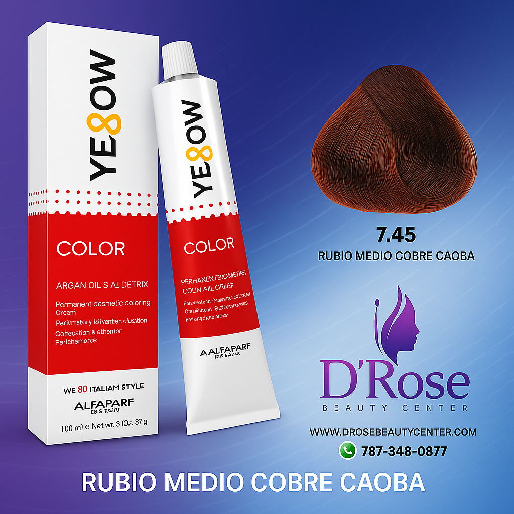 Yellow Tinte 7.45 Rubio Medio Cobre Caoba 100ml
