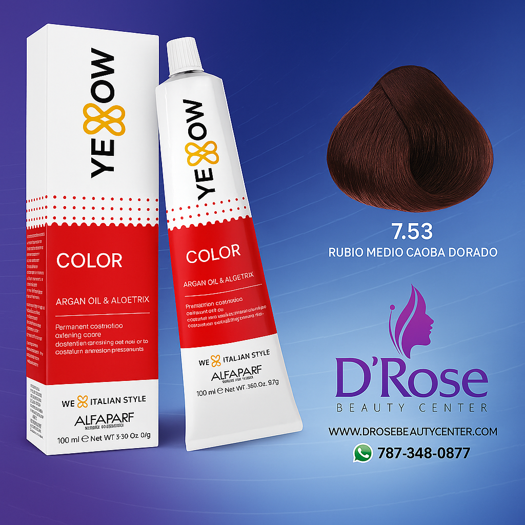 Yellow Tinte 7.53 Rubio Medio Caoba Dorado 100ml