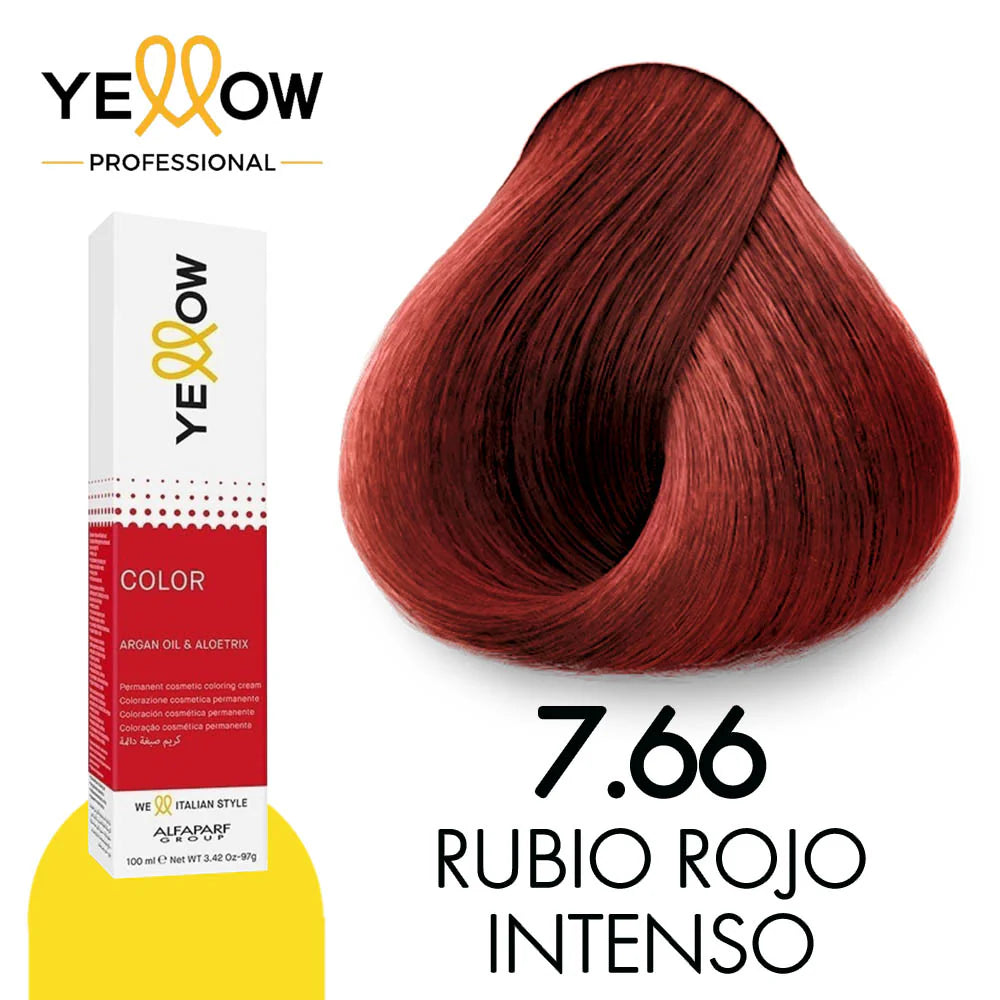 Yellow Tinte 7.66 Rubio Medio Rojo Intenso 100ml
