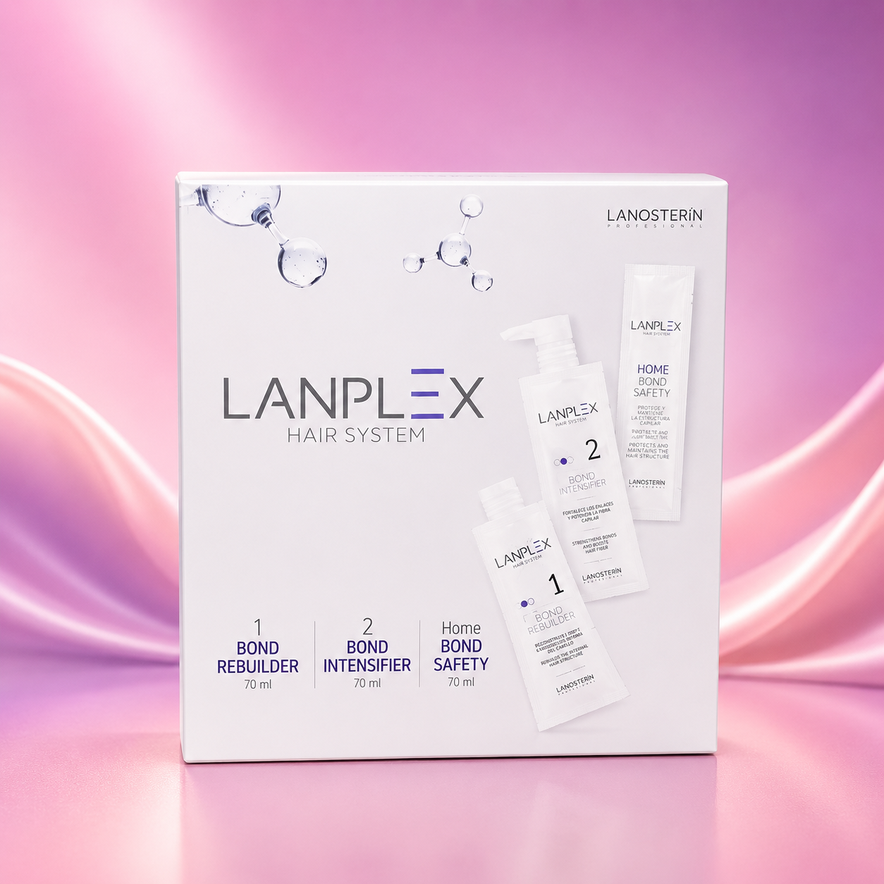Lanosterín Profesional Lanplex Hair System Mini Kit 3 Pasos 2.37 oz c/u 711000210