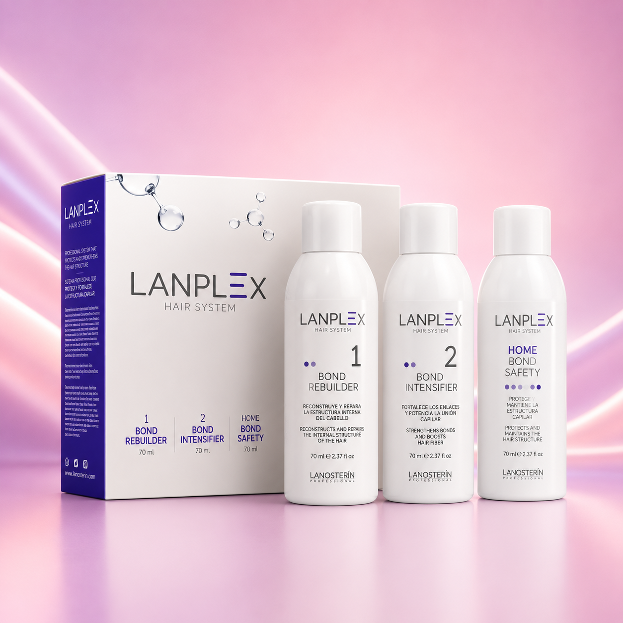Lanosterín Profesional Lanplex Hair System Mini Kit 3 Pasos 2.37 oz c/u 711000210