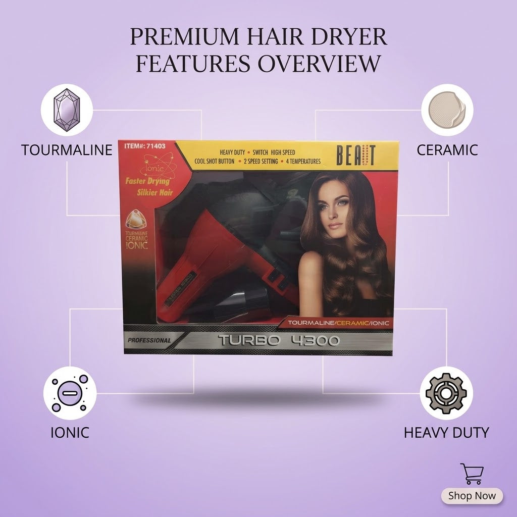Allure Turbo 4300 Secador Profesional Tourmaline Ceramic Ionic 2000W – 71403