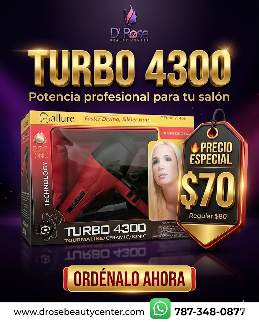 Allure Turbo 4300 Tourmaline Ceramic Ionic Hair Blow Dryer 2000 Watts Rojo/Negro