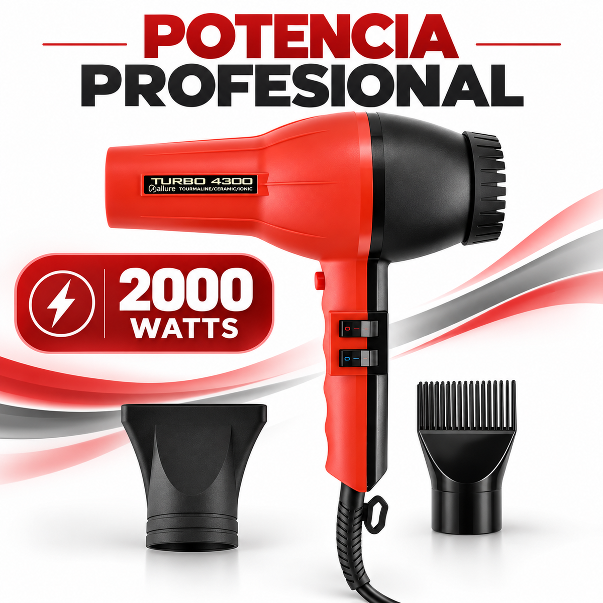 Allure Turbo 4300 Secador Profesional Tourmaline Ceramic Ionic 2000W – 71403