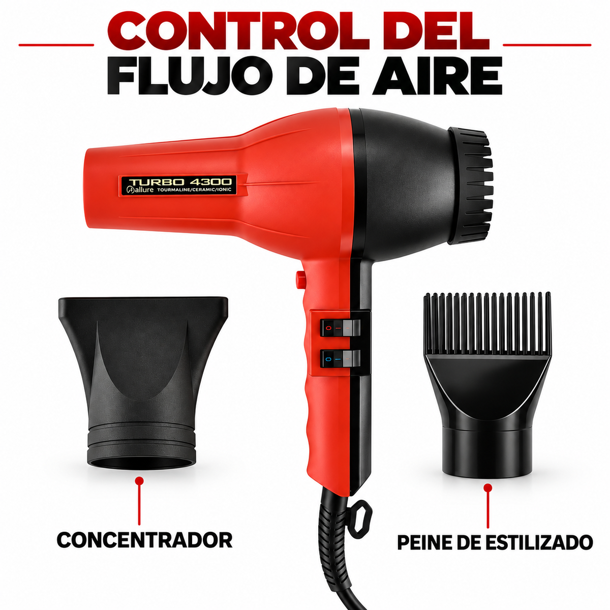 Allure Turbo 4300 Secador Profesional Tourmaline Ceramic Ionic 2000W – 71403