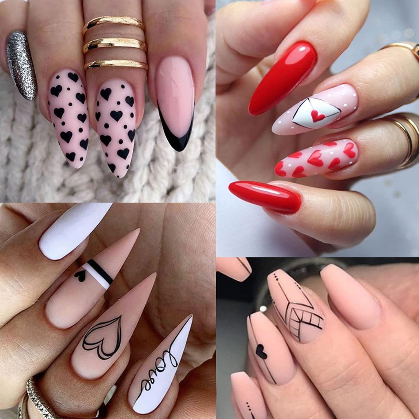 Pop Finger 3D Design Nail Stickers WG833 – Corazones, Cupidos y Frases de Amor