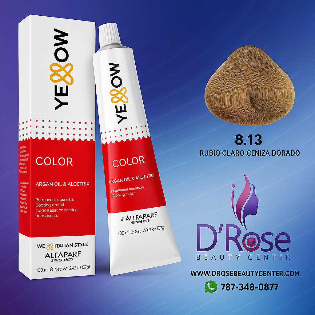 Yellow Tinte 8.13 Rubio Claro Ceniza Dorado 100ml