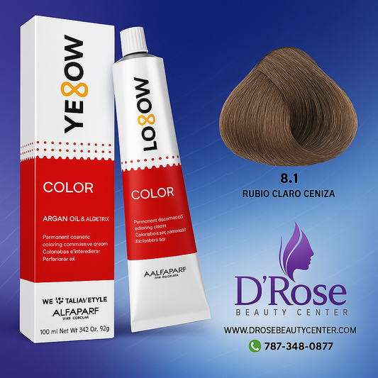 Yellow Tinte 8.1 Rubio Claro Ceniza 100ml