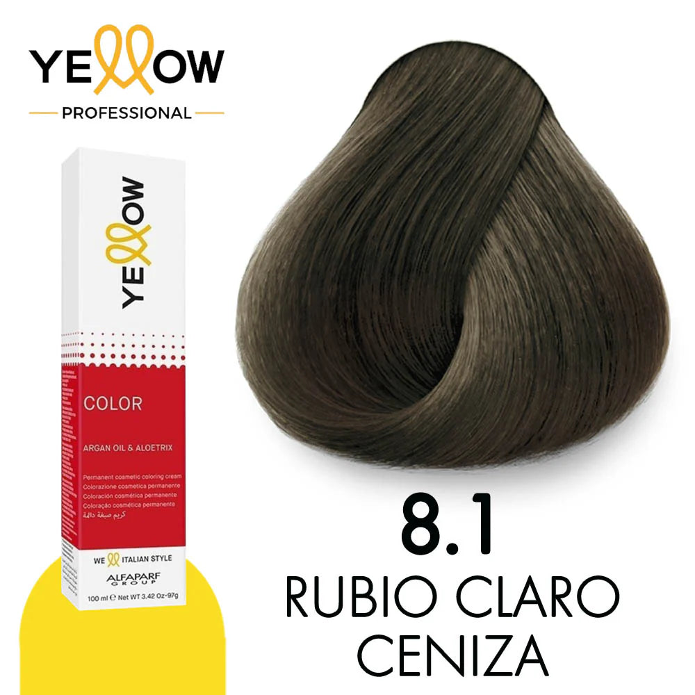 Yellow Tinte 8.1 Rubio Claro Ceniza 100ml
