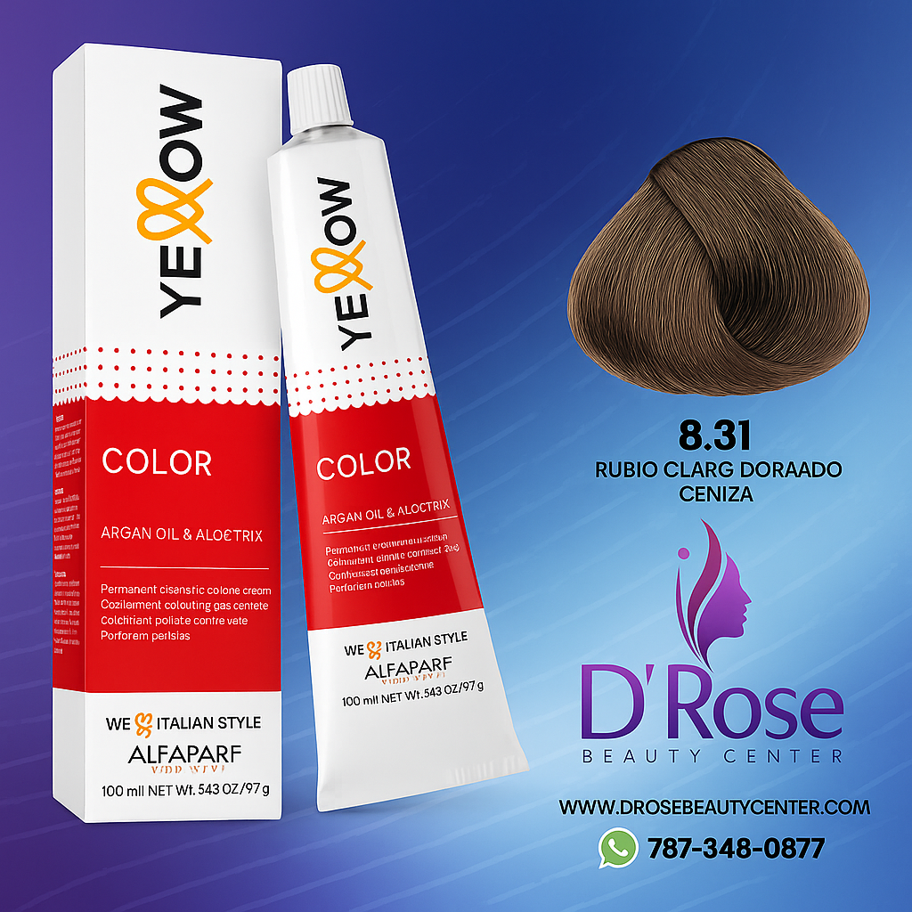Yellow Tinte 8.31 Rubio Claro Dorado Ceniza 100ml