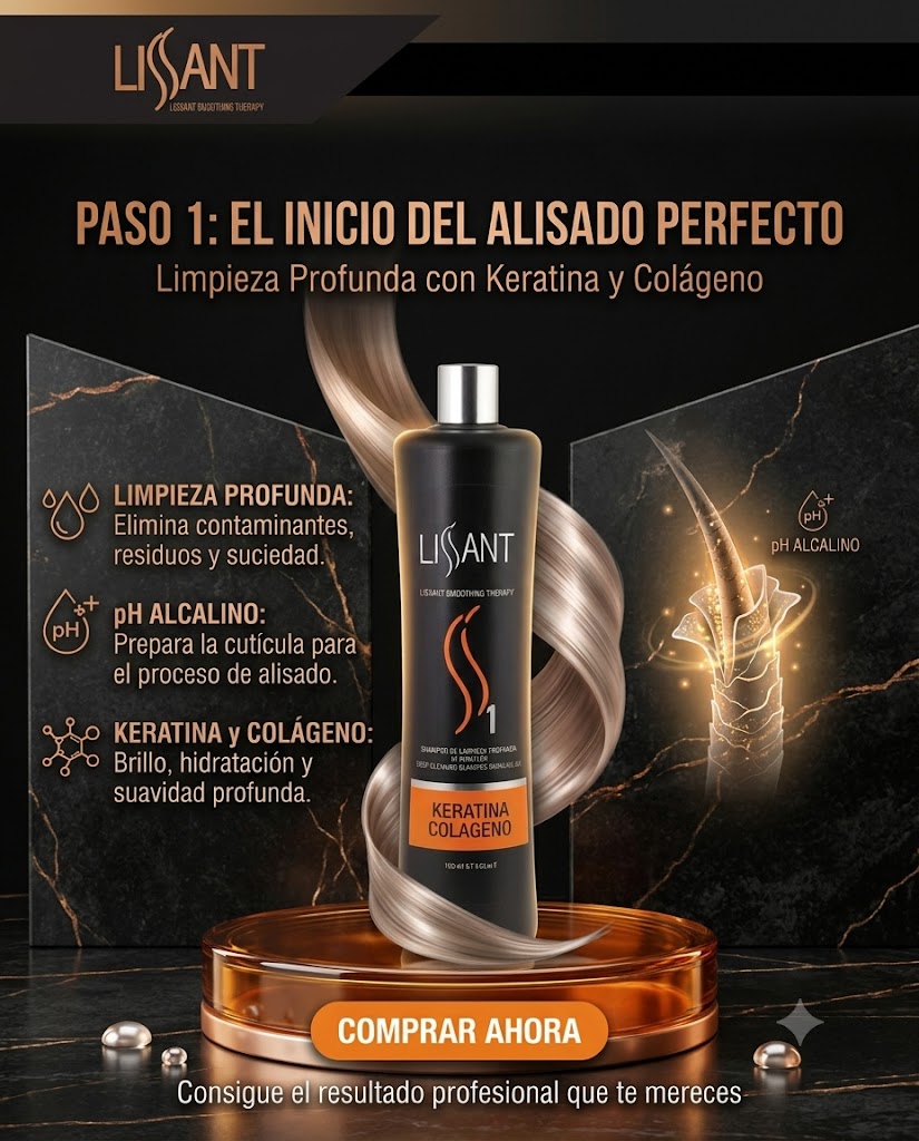 Lissant Smoothing Therapy Shampoo Clarificante de Limpieza Profunda con Keratina y Colágeno 33.8 oz – 80011000