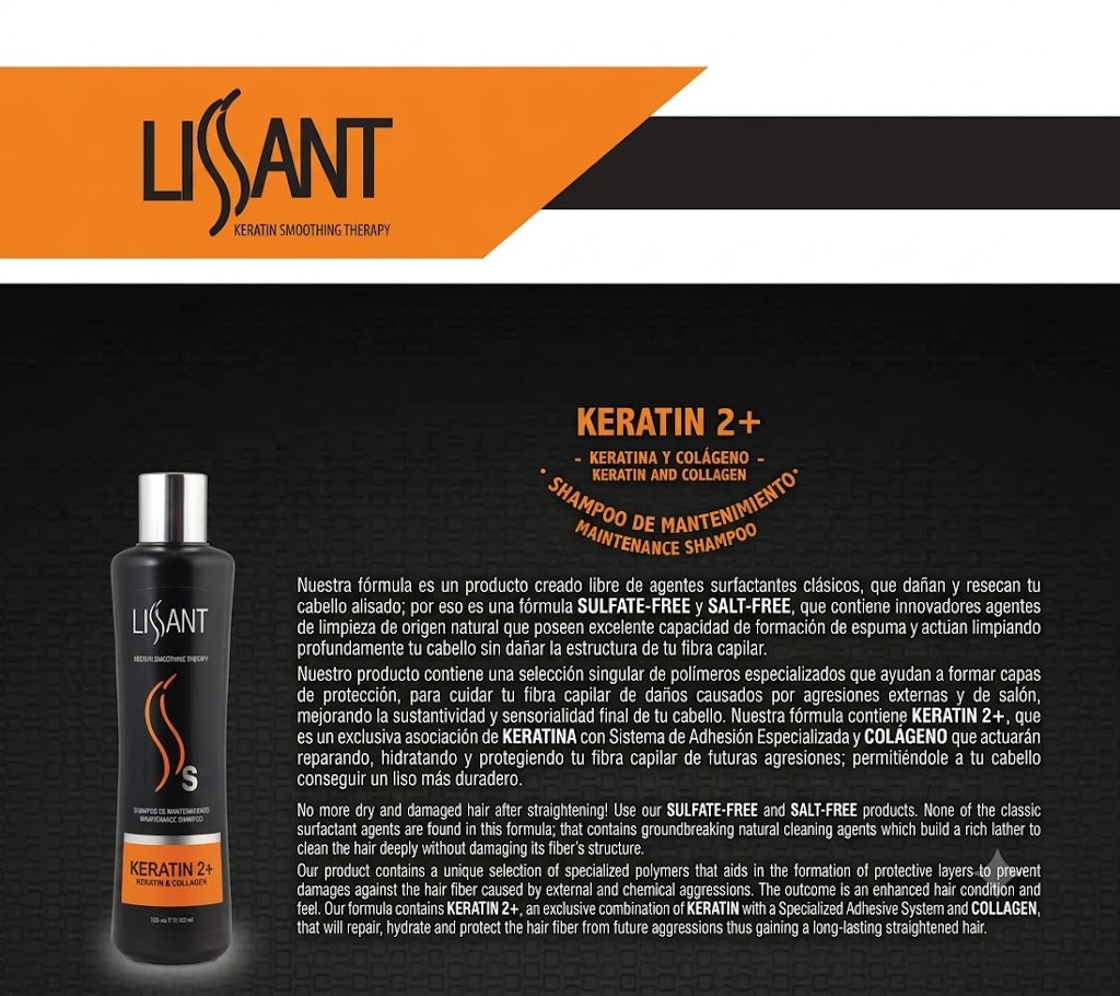 Lissant Smoothing Therapy Shampoo de Mantenimiento Keratin 2+ 8.4 oz 80040250