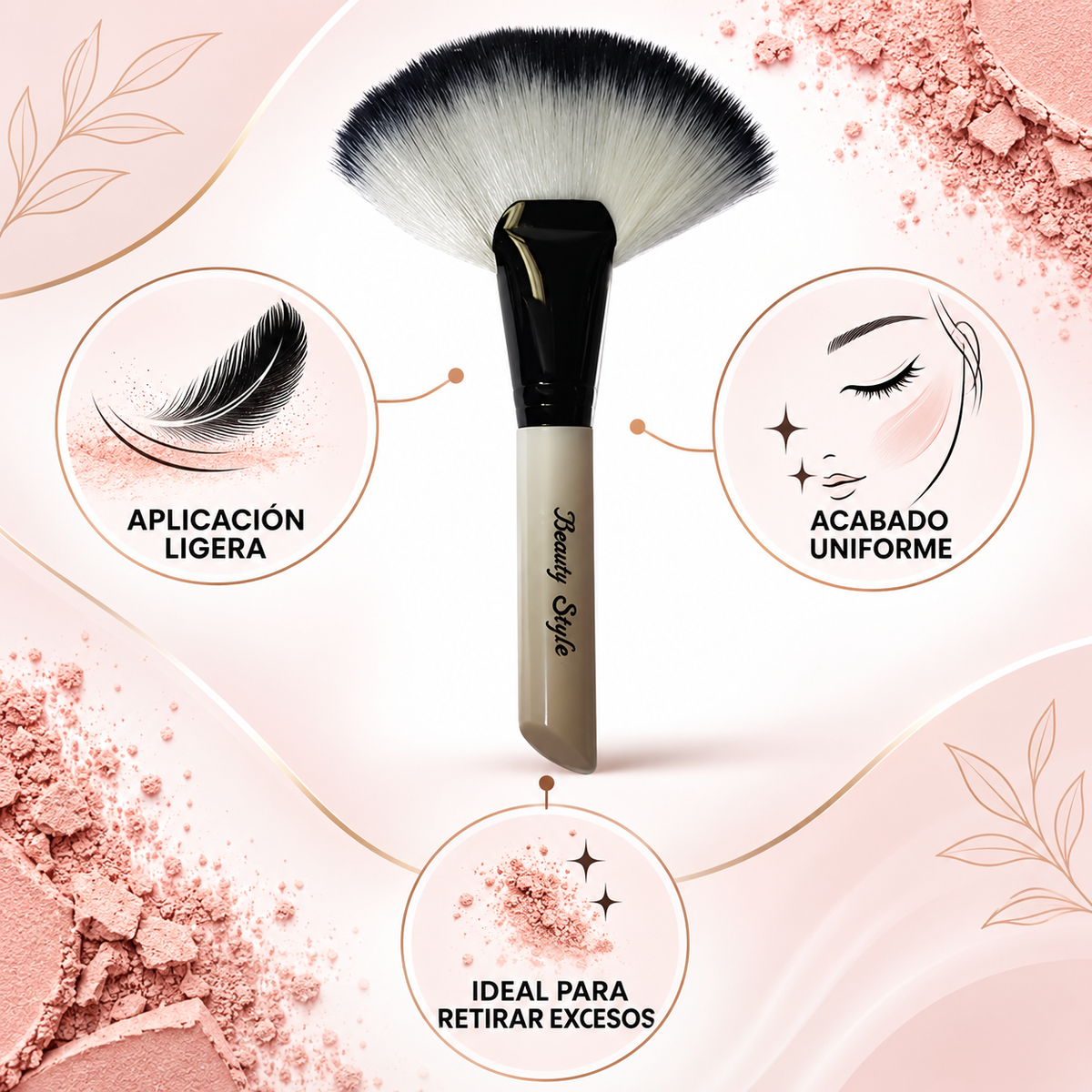 Beauty Style Brocha de Maquillaje Tipo Abanico 0156330