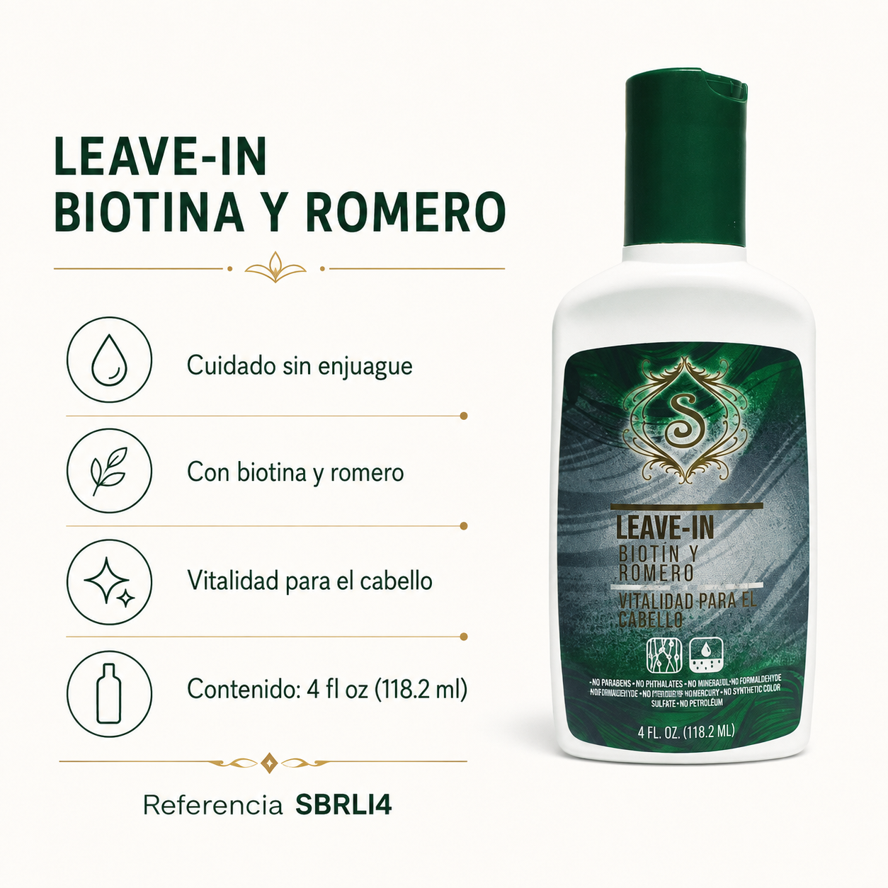 Simone Professional Leave-In Biotina y Romero 4 oz SBRLI4