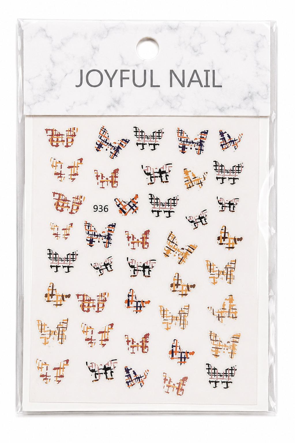 Joyful Nail Stickers 3D para Uñas Mariposas Cuadros Multicolor 936