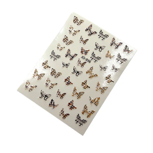 Joyful Nail Stickers 3D para Uñas Mariposas Cuadros Multicolor 936