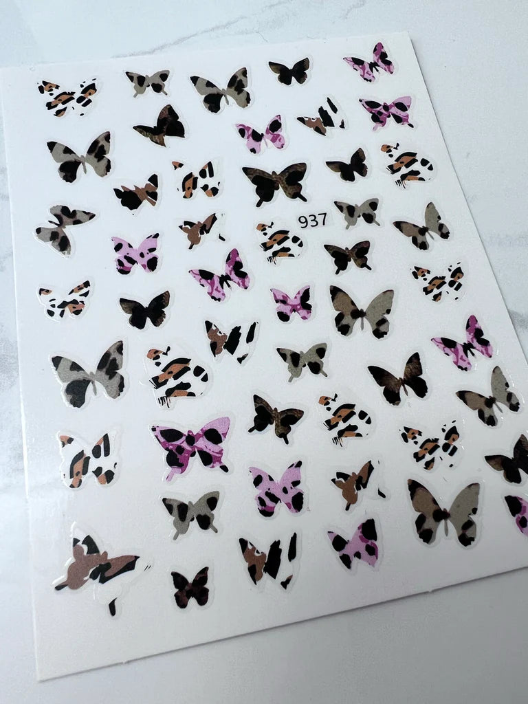Joyful Nail Stickers 3D para Uñas Mariposas Animal Print Rosado 937