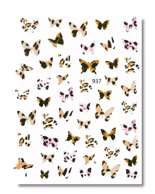 Joyful Nail Stickers 3D para Uñas Mariposas Animal Print Rosado 937
